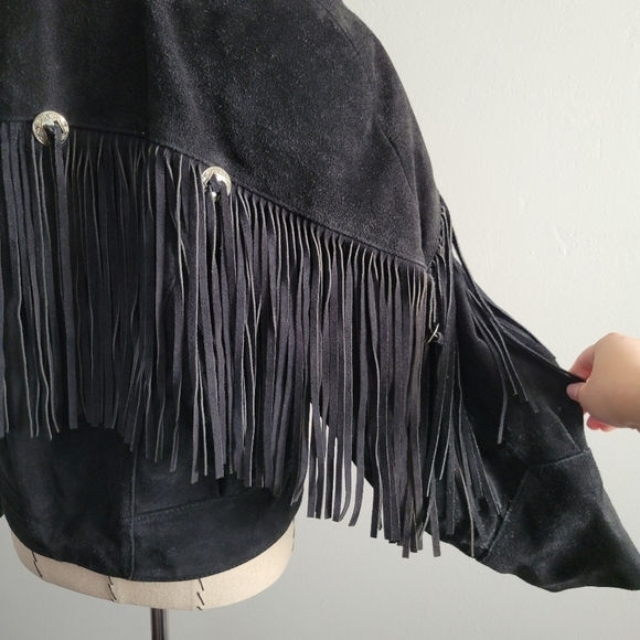 Vintage The American Line Black Fringe Leather Jacket - Picture 5 of 11